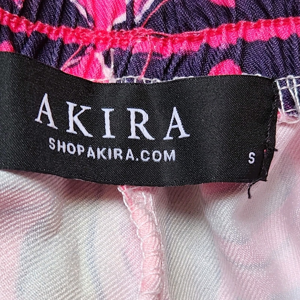 AKIRA Pants Wide Leg Colorful Lightweight Size S‎ Bohemian Elastic Waist - Picture 4 of 8